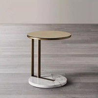 SAIDKOCC Moderne Minimaliste Marbre Salon Balcon Taille Moyenne 2 Couleurs Rond 40*50cm Volakas Bande Blanche en Noir
