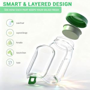 Modern Portable <b>Kitchen</b> Salad <b>Storage</b> <b>Jar</b> Freshness Preservation Sustainable Design Multifunction PP Plastic Food Container - Product Image 3