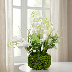 Composition de table en boule de mousse artificielle avec lys de la vallée, mini-plante portable, décoration d'intérieur, idée cadeau pour bureau - Product Image 5