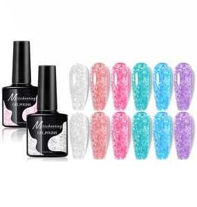 Peinture à ongles premium à paillettes de fleurs de cerisier avec gel de photothérapie, colle à diamants écrasés, effets de pierres concassées - Product Image 1
