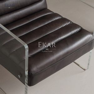 Kursi kulit imitasi untuk ruang tamu, kursi santai dengan sandaran tangan akrilik Modern - Product Image 5