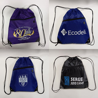 Sac à dos à cordon en polyester imperméable avec logo personnalisé, sac de sport et de gym avec poche latérale zippée pour l'entraînement athlétique