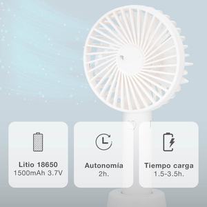 Mini ventilador de mano USB recargable, diseño compacto, color blanco, ideal para refrescarse al aire libre y en viajes. - Product Image 2