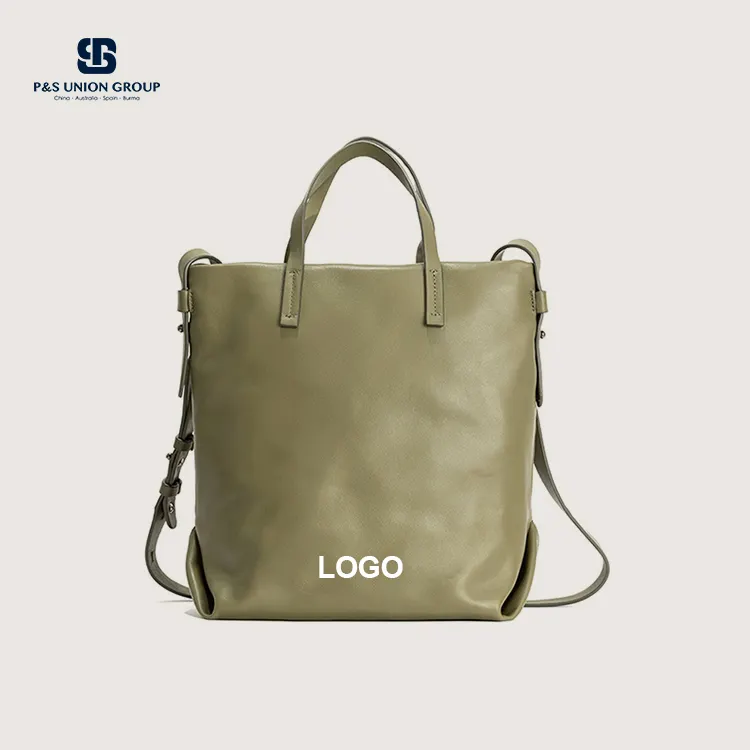 Vintage design #PA0792 China BSCI authorized leather bags manufacturer customize tote bag leather real leather bag with strap