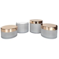 Bouteille à paroi épaisse à large ouverture de 60 ml, pot à crème givré de 300 g, pot à crème premium avec couvercle rose doré de 200 g, pots d'emballage en plastique PET de 250 g