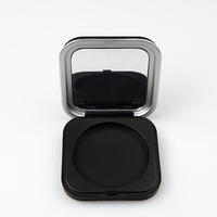 Boîtier carré vide pour poudre compacte noir mat avec miroir, palette de maquillage pour le visage en plastique, compartiment intérieur 59 mm, palette blush et contour