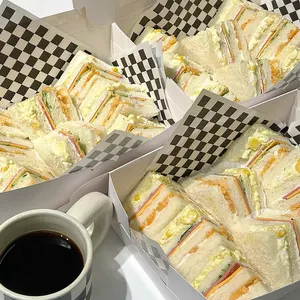 Disposable Kraft Paper Sandwich Box Wholesale Sandwich Packing White Paper Lunch Box Logo Design Sandwich Box