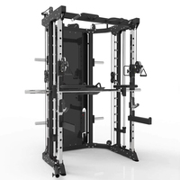 POWERMAN FITNESS Novedad: Jaula de Sentadillas y Levantamiento de Pesas Comercial Smith Power Rack de Acero Estructural de Calibre Pesado, Negra