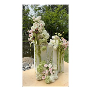 Boule <span class=keywords><strong>de</strong></span> fleurs artificielles décorative en soie blanche, <span class=keywords><strong>rose</strong></span> <span class=keywords><strong>et</strong></span> verte, populaire pour la décoration <span class=keywords><strong>de</strong></span> mariage, <span class=keywords><strong>centre</strong></span> <span class=keywords><strong>de</strong></span> <span class=keywords><strong>table</strong></span> - Product Image 1