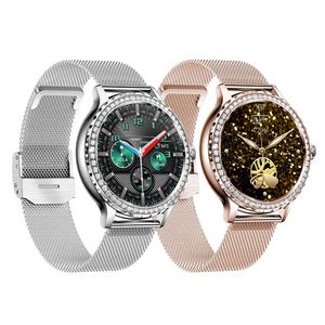 นาฬิกาสมาร์ทวอทช์สำหรับผู้หญิง รุ่น NX19 หน้าปัดทรงกลม จอแสดงผลแบบ Alomed ประดับเพชร กันน้ำระดับ IP68 สายรัดข้อมืออัจฉริยะ ติดตามการออกกำลังกาย - Product Image 2