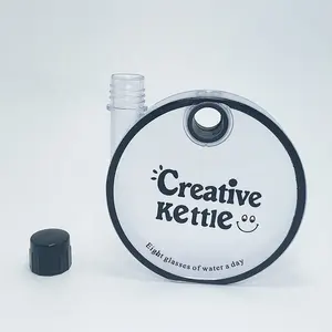 Plastic Bottle 350ml Creative Kettle Custom Logo Bpa Free Flat Frosted Plastic Round Bottle