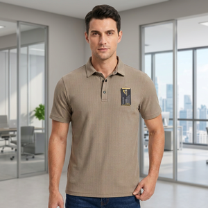 Chemise côtelée personnalisée pour homme avec poche et logo frontal, manches courtes, col classique, haut décontracté, uniforme, imprimé numérique, polyester/coton - Product Image 3