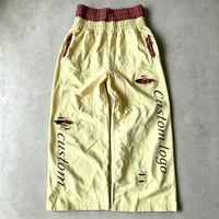 Pantalon de survêtement ample vintage double couche en molleton bouclette 100 % coton épais 500 GSM pour homme, taille haute élastique, effet vieilli, personnalisable