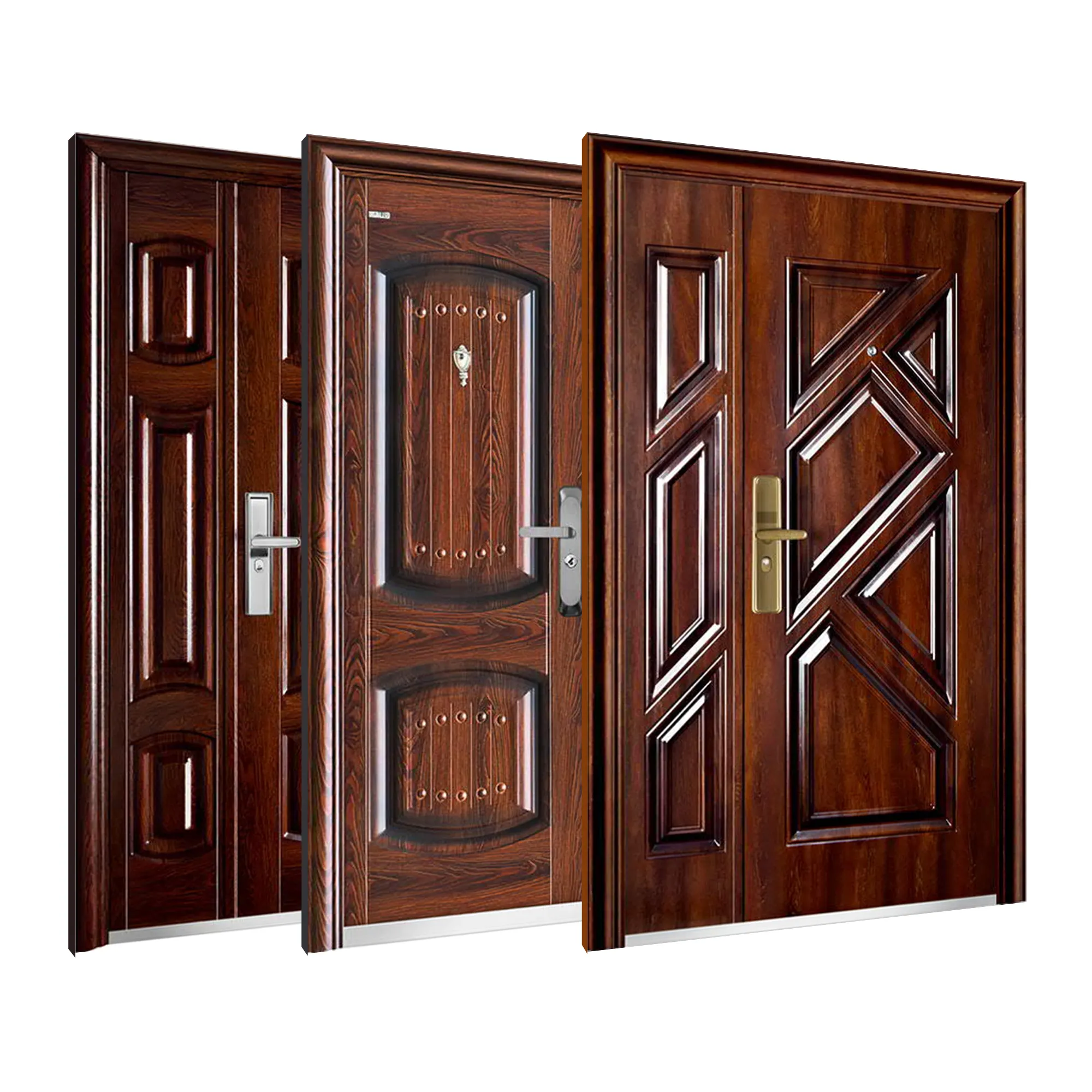 Puertas dobles de acero Vintage, 5cm/7cm/10cm, antirrobo, a prueba de sonido, puertas delanteras de acero para el hogar, Exterior, una hoja doble