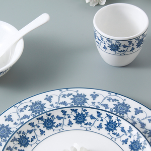 Juego de platos de melamina para cena, vajilla de plástico azul y blanco real China, Kit de tazas de plástico esmaltadas, respetuosas con el medio ambiente, más de 10 - Product Image 3