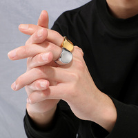 Neuankömmling Hands piegel Polieren Wasserdicht 316L Edelstahl Herren Fingerringe Gravur fähig