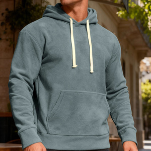Sudadera con Capucha de Forro Polar para Hombre, Estilo Casual Deportivo, Transpirable, con Bolsillo, Color Sólido, Corte Holgado, Peso Medio - Product Image 3