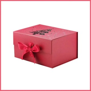Customized Cardboard <b>Packing</b> Box Carton Box Red <b>Paper</b> Gift Box Apparel Cosmetic Packaging Box with Ribbon Closure - Product Image 1