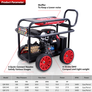 Nettoyeur haute pression industriel Kuhong 380V 350 bars, haute performance, moteur <span class=keywords><strong>essence</strong></span> 27 CV, pompe triplex, certifié CE - Product Image 2
