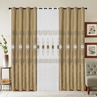 Rideaux en velours brodés à motifs géométriques, best-sellers en Afrique, 100 % polyester, ensembles de rideaux occultants et voilages personnalisables pour