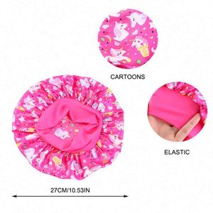 Bonnet de nuit en satin imprimé motif cheval de dessin animé pour enfants, avec large bande, usage quotidien, unisexe, toutes saisons, ajustable, vente en gros - Product Image 6