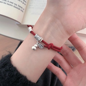 Pure Silver Gourd Red <b>Rope</b> <b>Bracelet</b> Unisex Gift For Horse Year Luck Wealth Charm Jewelry - Product Image 1