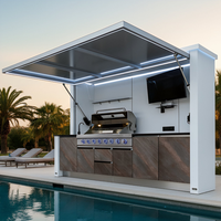 Table de barbecue coréenne avec armoire extérieure intégrée - Ventilation descendante pour stations de grillades sur table