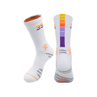 Chaussettes de basket-ball personnalisées pour jeunes hommes, blanches, USA, écologiques, respirantes, techniques, de qualité supérieure