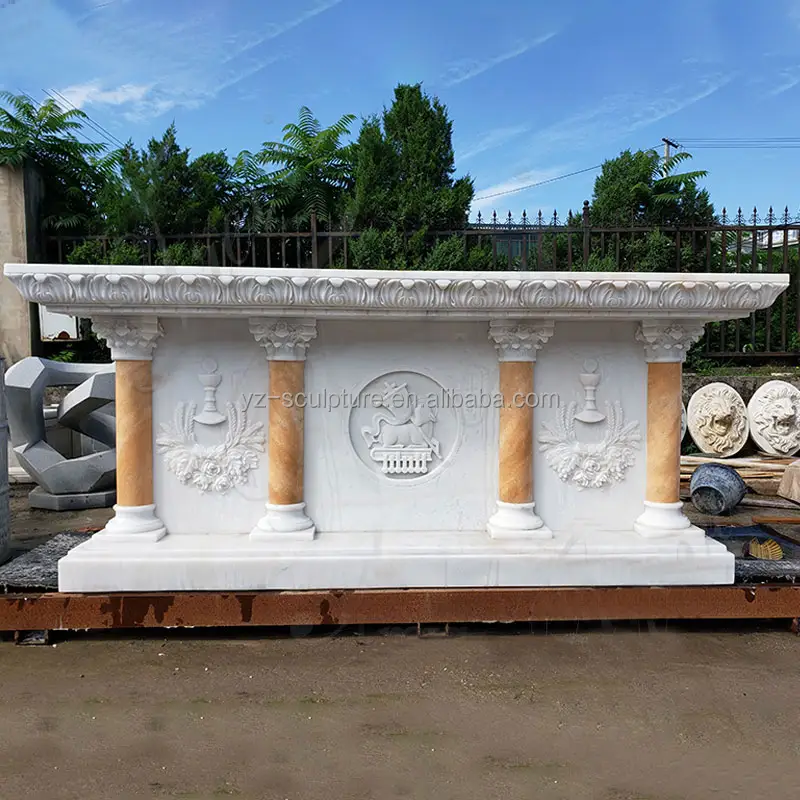 Altar de oración religiosa de piedra Natural 100%, Altar de mármol Natural, mesa de altar católica con pilares