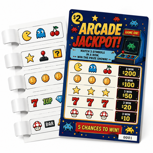 Cartes à déchirer personnalisées en carton de haute qualité avec impression recto-verso, écologiques, pour jeu, avec cinq fenêtres et languettes à tirer - Product Image 1