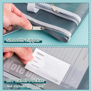 Grande pochette transparente en nylon légère à double poche A4 avec fermeture éclair en maille pour projets de puzzle, point de croix, voyage et bureau - Product Image 6