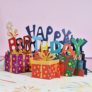 Cartes de vœux 3D pop-up joyeuses anniversaires avec impression colorée, carte de note et enveloppe - Product Image 3