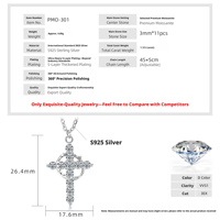 Collier pendentif croix couronne en argent sterling 925 plaqué or, serti d'un moissanite VVS de 3 mm taille ronde, pour femmes.