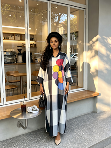 2026 New Fashionable Loose V Neck Ethnic BouBou Arrival <strong>African</strong> Pink Plaid <strong>Print</strong> Kanga <strong>Dress</strong> Plus Size Lightweight Embroidery - Product Image 4