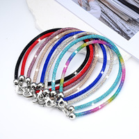 Gantungan Kunci Gelang Kristal Berkilau Berlian Imitasi Rhinestone, Tali Lanyard Kosong Grosir, Tali Pergelangan Tangan untuk Casing Ponsel, Aksesoris Gantungan Kunci Mobil