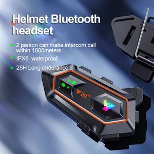 Casque de moto Y20 2X avec interphone Bluetooth, double réduction de bruit, batterie 1000 mAh, interphone bidirectionnel - Product Image 5