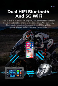 Xe máy GPS Navigation 5.5 inch không dây Carplay màn hình không thấm nước IP67 với DVR <span class=keywords><strong>TPMS</strong></span> - Product Image 3