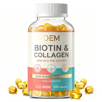 Biotine et Collagène 4000mcg Capsules pour la santé des cheveux, de la peau et des ongles, 120 unités