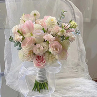 Bouquet de roses artificielles en soie, fausses roses blanches en gros, 15-20 branches, pour décoration de table de mariage, centre de table, vente en gros