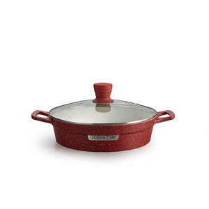 Queen Time Red Speckled Non-Stick Cookware <b>Set</b> With Lids 5-Piece Soup Stew <b>Pots</b> - Product Image 3