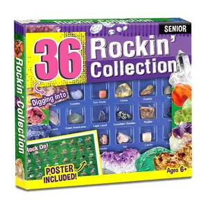 Rock Mineral Collection Education Set Gemstones for Kids Geology Gem DIY Kit More Identification Guide Science Education Gifts