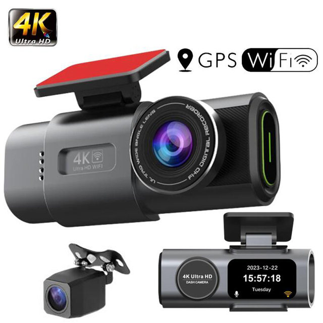 3 Channel Car DVR HD 4K 3-Len Inside Vehicle Dash Cam Three Way Camera DVRs Recorder Video Mini Dashcam Camcorder 3 Inch