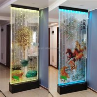 Fontaine d'eau dansante à LED acrylique à changement de couleur sur pied, panneau à bulles, séparateur de pièce, décoration lumineuse pour fête et mariage