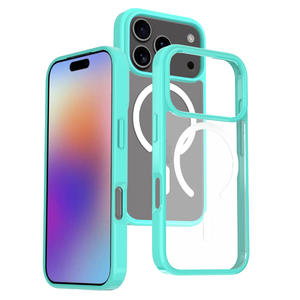 Fundas de teléfono de colores sólidos a prueba de golpes al por mayor para <span class=keywords><strong>iPhone</strong></span> 17 Pro Max 16 Pro 2 en 1 fundas con soporte de succión magnética - Product Image 1