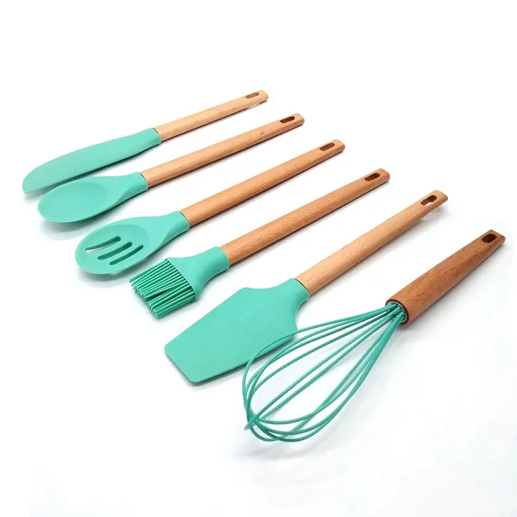 Food grade silicone green wooden handle promotional new kitchen smart home multifunctional gadgets