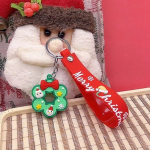 Nouvel an dessin animé PVC 3D Rubbrt père noël bonhomme de neige noël porte-clés voiture pendentif décoration cadeau - Product Image 6