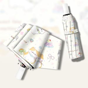 ร่มพับอัตโนมัติสามตอน ลายการ์ตูน สำหรับผู้หญิง กันแดดกันฝน ขายส่ง - Product Image 1