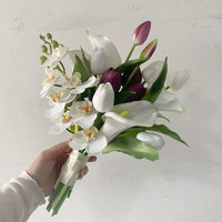 Bouquet de simulation réaliste, léger et durable, fait main, style coréen, avec lys calla et tulipes, élégant pour mariée française
