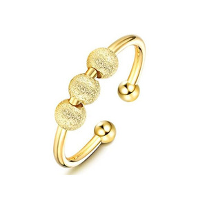 Minimalist Frosted Bead <b>Open</b> <b>Ring</b> Gold Plated Unisex Jewelry Gift Accessory Geometric Shape Ball Design JZ 020 - Product Image 4