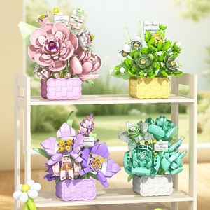 Bloques de Construcción de Plástico ABS, Cesta de Flores, Planta Suculenta en Maceta, Rosa, Flor Eterna, Juguete de Decoración, Ladrillos de Construcción - Product Image 3